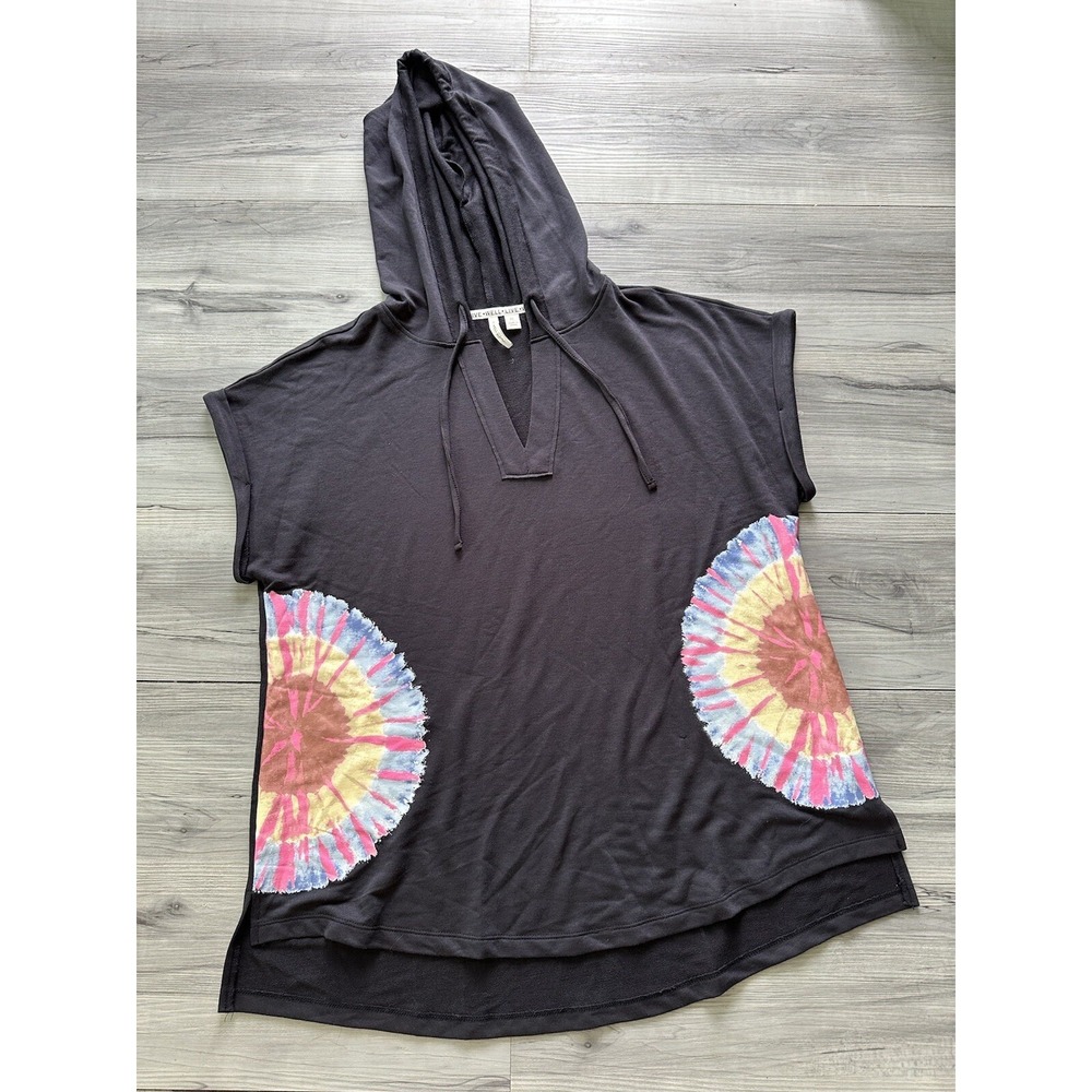 LIVE WELL HOODIE Women's Size XL Black Cap Sleeve‎ Mandala Stretch Activewear
